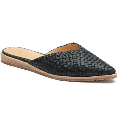 Bill Blass Sonnet Woven Flat Mules In Black Woven