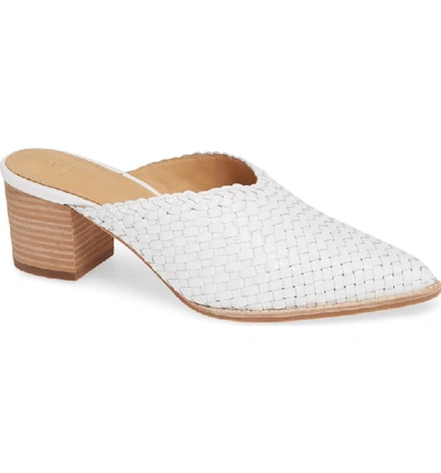 Bill Blass Taj Woven Leather Mules In White Woven