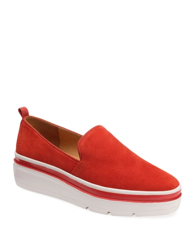 Bill Blass Sutton Suede Chunky Sneakers In Cherry Tomato