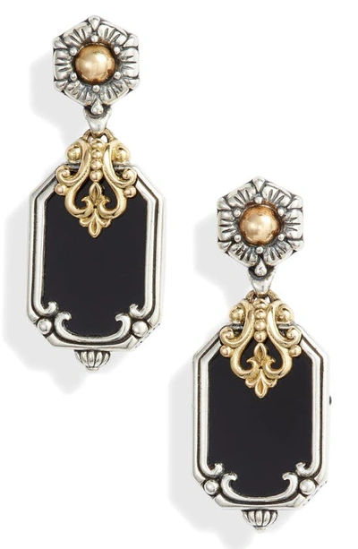 Konstantino Hestia Octagonal Onyx Drop Earrings In Silver/ Gold/ Onyx