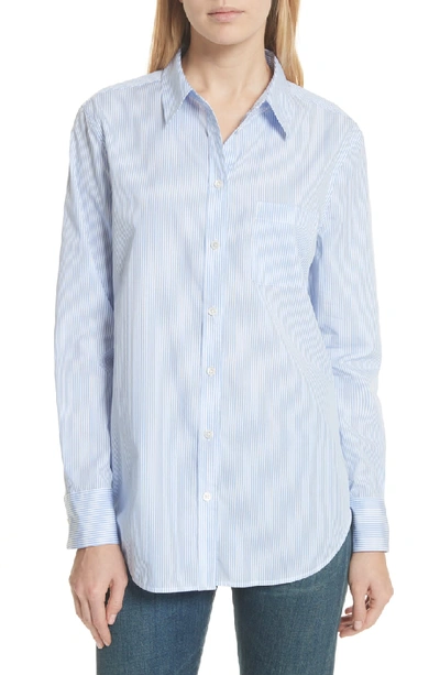 Equipment Kenton Striped Button-down Cotton Shirt In Bright White