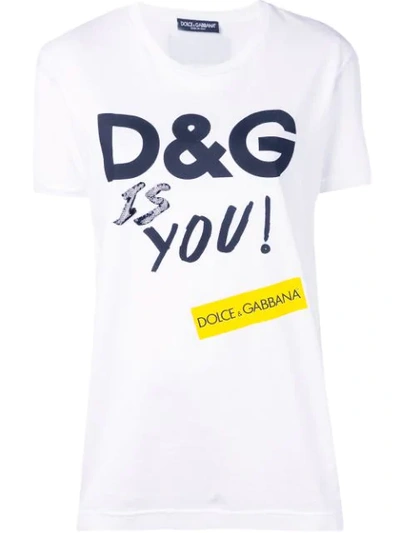 Dolce & Gabbana Printed Cotton T-shirt In White