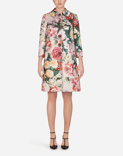 Dolce & Gabbana Coat In Printed Brocade In Floral Print