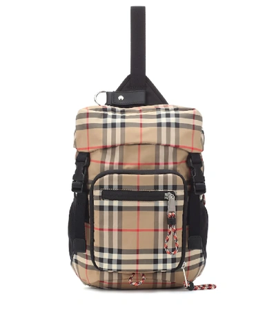 Burberry Vintage Check Cross-body Backpack In Beige