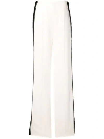 Haider Ackermann Side-stripe High-rise Straight Rayon Trousers In White