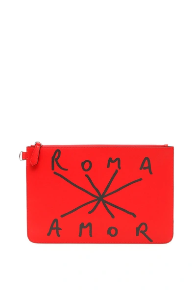 Fendi Roma Amor Pouch In Red