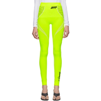 Off-white Logo Leggings In Fluo Yellow