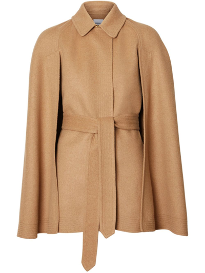 Burberry Double-faced Camel Hair Belted Cape
