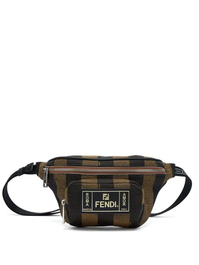 Fendi - Striped Logo Plaque Belt Bag - Mens - Brown Multi