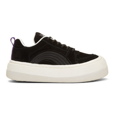 Eytys Sonic Exaggerated-sole Low-top Suede Trainers In Black