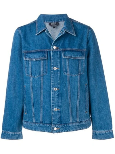 Apc Boxy Fit Denim Jacket In Blue