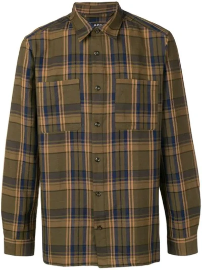 Apc Achille Checked Cotton-blend Oxford Shirt In Green