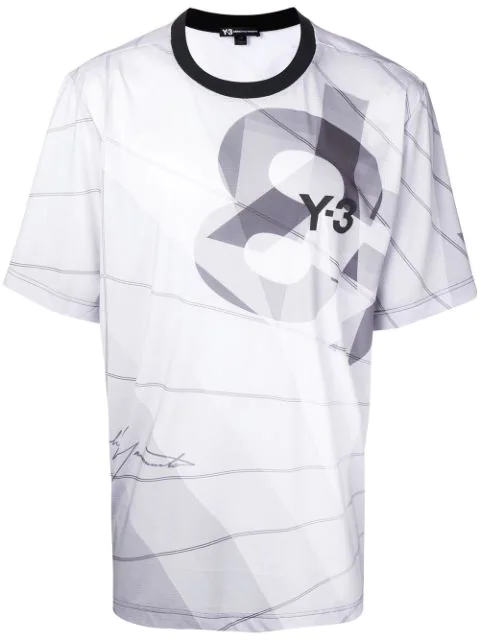 Y-3 Logo-print Mesh-jersey T-shirt In Grey | ModeSens