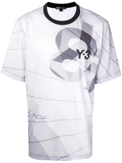 Y-3 Logo-print Mesh-jersey T-shirt In White
