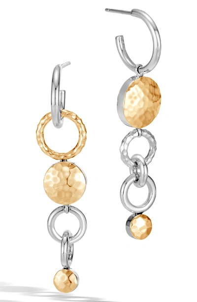 John Hardy 18k Yellow Gold & Sterling Silver Dot Interlink Drop Earrings In Silver/ Gold