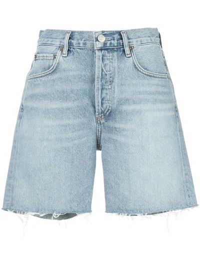 Agolde Rumi Frayed Denim Shorts In Renewal