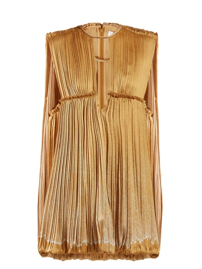 Chloé Pleated Cape Dress In Yellow