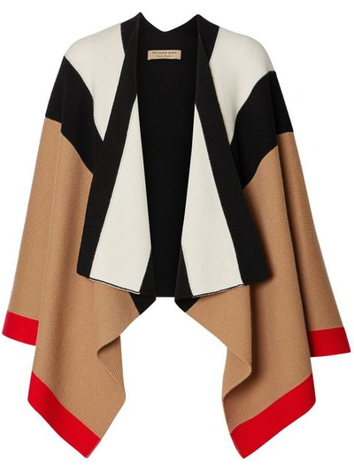 Burberry Cape Striped Wool-blend Wrap In Multicolour
