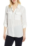 Vince Camuto Two-pocket Rumple Blouse In New Ivory