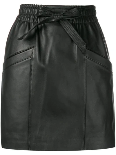 Coach Leather Skirt In Brown - Size 04 In Black