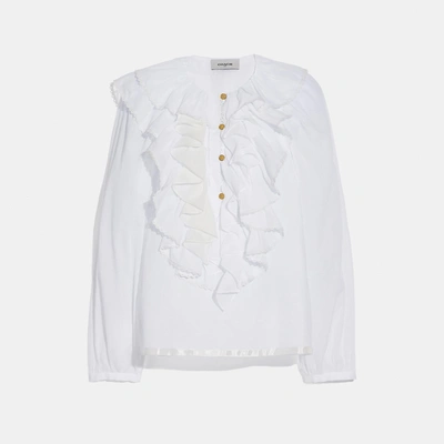 Coach Peasant Blouse In White - Size 02