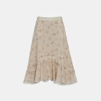 Coach Disney X Long Tiered Skirt In Beige - Size 06 In Cream