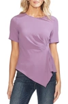 Vince Camuto Side Pleat Mixed Media Blouse In Tulip