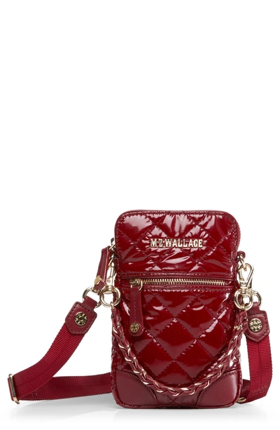 Mz Wallace Micro Crosby Bag In Cranberry Lacquer