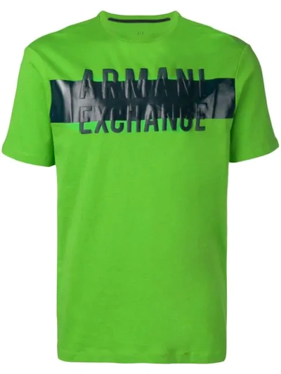Armani Exchange Logo Patch Stripe T In Green