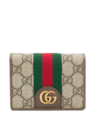 Gucci Gg Three Little Pigs Embroidered Cardholder In Neutrals