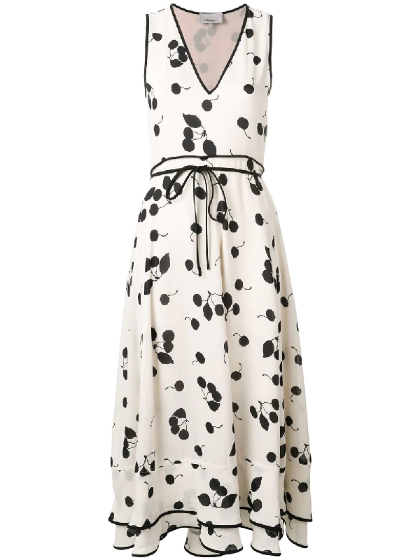 3.1 Phillip Lim Cherry Print Sleeveless A-Line Maxi Dress In Neutrals ...
