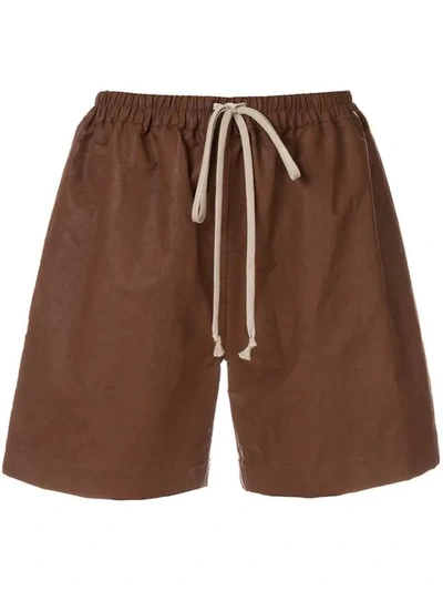 Rick Owens Drawstring Boxer Shorts In Brown