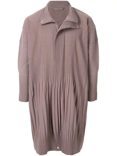 Issey Miyake Pleated Coat In Pink