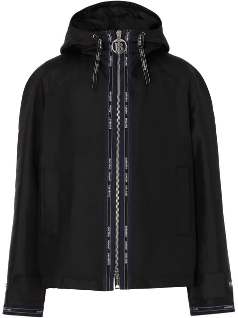 Burberry Logo Detail Nylon Hooded Jacket In Black | ModeSens