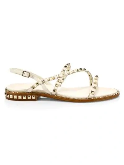 Ash Peace Studded Leather Gladiator Sandals In Ivory