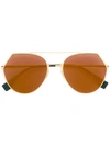 Fendi Eyeline Aviator Sunglasses In Polished Copper Gold-tone