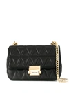 Michael Kors Engraved Logo Snap-lock Quilted Shoulder Bag In Black