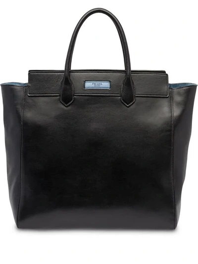 Prada Logo Tote Bag In Black