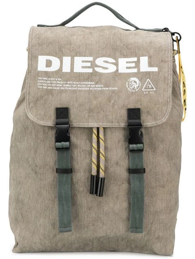 Diesel Denim Vintage Look Backpack In Neutrals