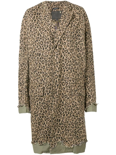 R13 Leopard Print Coat In Green