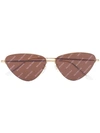 Balenciaga Brown Logo Angled Sunglasses In Gold