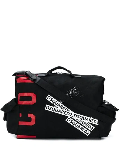 Dsquared2 Printed Holdall In Black
