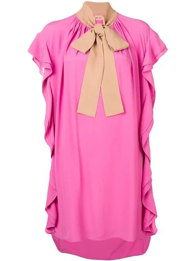 N°21 Bow Detailed Ruffled Dress In Pink
