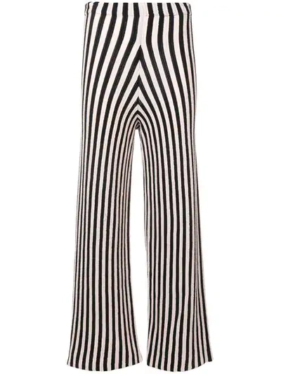 Circus Hotel Striped Cropped Trousers In Mix-1