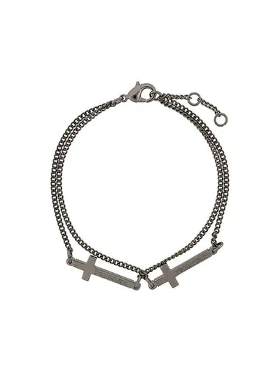 Dsquared2 Double Cross Bracelet In Metallic