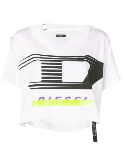 Diesel Logo Print T-shirt In White