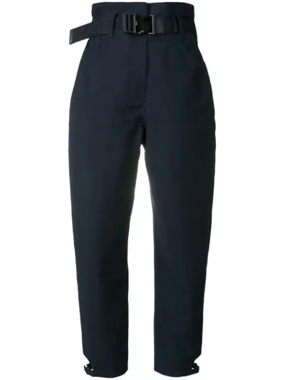 Fendi Cropped Belted Trousers In Blue