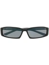 Balenciaga Narrow Rectangular-frame Sunglasses In Black