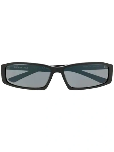Balenciaga Narrow Rectangular-frame Sunglasses In Black
