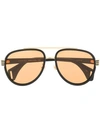 Gucci Double Bridge Aviator Sunglasses In Black